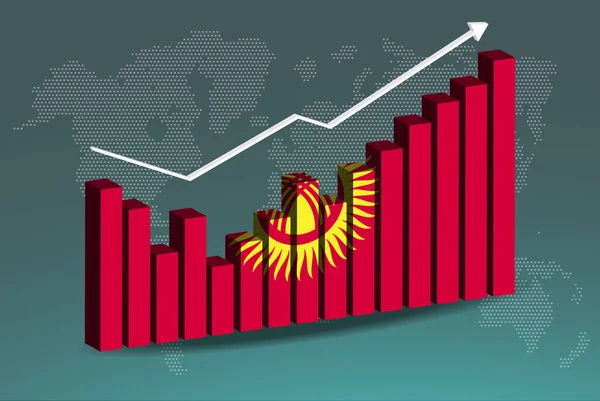 Kirgizië Staafdiagram Grafiek Met Ups Downs Toenemende Waarden Kirgizië Land — Stockvector