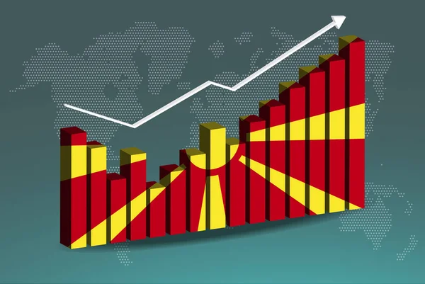 Gráfico Gráfico Barras Macedônia Com Altos Baixos Aumentando Valores Bandeira — Vetor de Stock