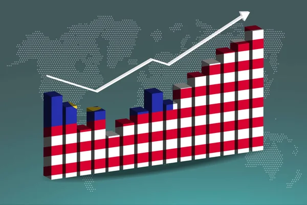 Gráfico Gráfico Barras Malasia Con Altibajos Valores Crecientes Bandera Del — Vector de stock
