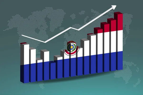Gráfico Gráfico Barras Paraguay Con Altibajos Valores Crecientes Bandera País — Vector de stock