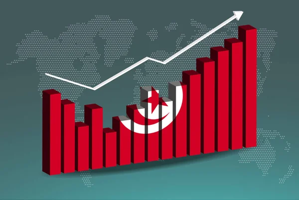 Gráfico Gráfico Barras Túnez Con Altibajos Valores Crecientes Bandera País — Vector de stock