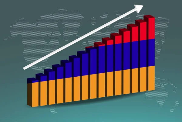 Arménia Vetor Gráfico Gráfico Barras Seta Ascendente Para Cima Sobre — Vetor de Stock