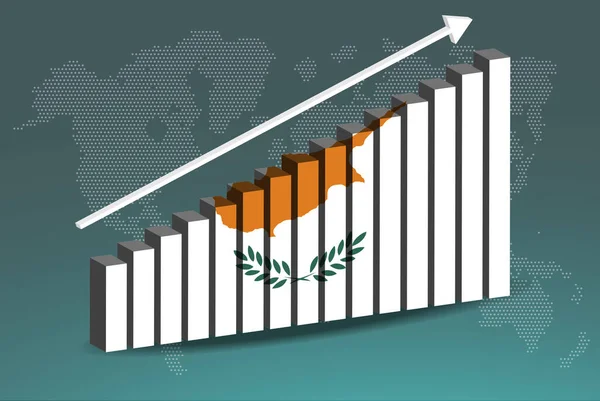 Chipre Vetor Gráfico Barras Gráfico Seta Ascendente Para Cima Sobre — Vetor de Stock