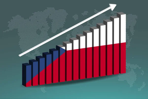Vetor Gráfico Gráfico Gráfico Barras República Checa Seta Ascendente Para — Vetor de Stock