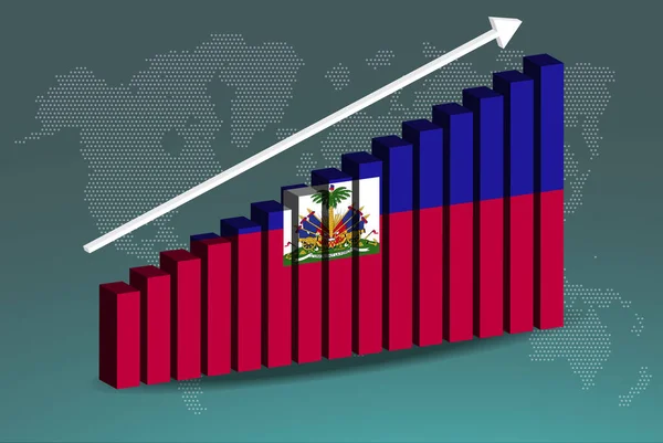 Haiti Stapeldiagram Vektor Uppåt Stigande Pil Data Land Statistik Koncept — Stock vektor