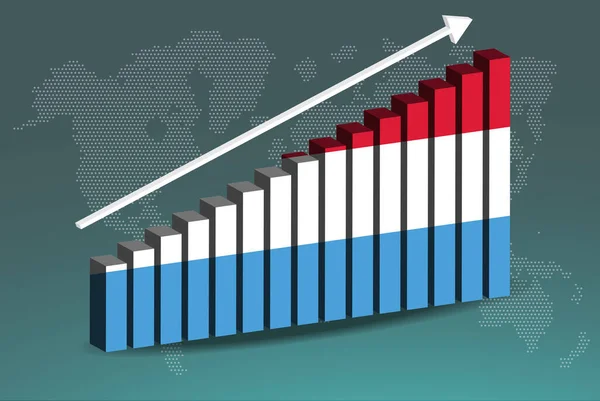 Luxemburgo Vetor Gráfico Gráfico Barras Seta Ascendente Sobre Dados Conceito — Vetor de Stock