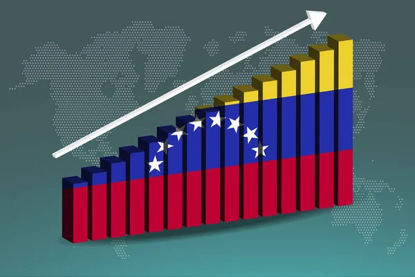 Venezuela Balkendiagramm Vektor Aufsteigender Pfeil Auf Daten Konzept Länderstatistiken Venezuela — Stockvektor