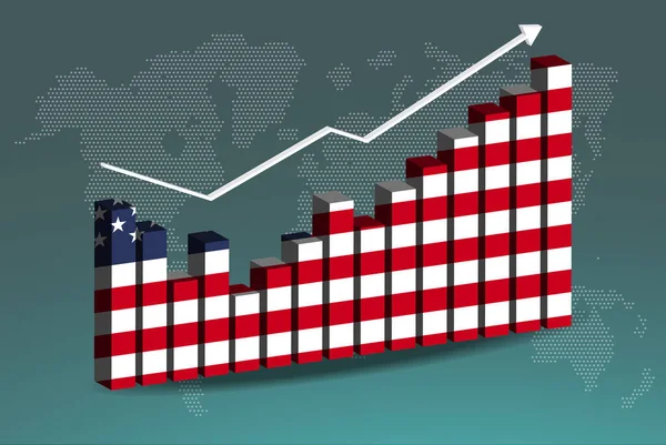 Usa Bar Chart Graph Ups Downs Increasing Values Usa Country — Stock Vector