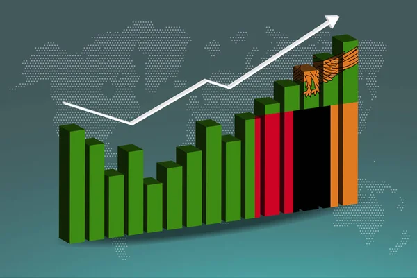 Zambia Stapeldiagram Diagram Med Upp Och Ner Ökande Värden Zambia — Stock vektor