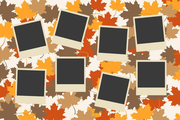 8平方灰色照片拼贴模板 记忆体概念 黄褐色秋天背景 照相本模板 图片和图像框架 — 图库矢量图片