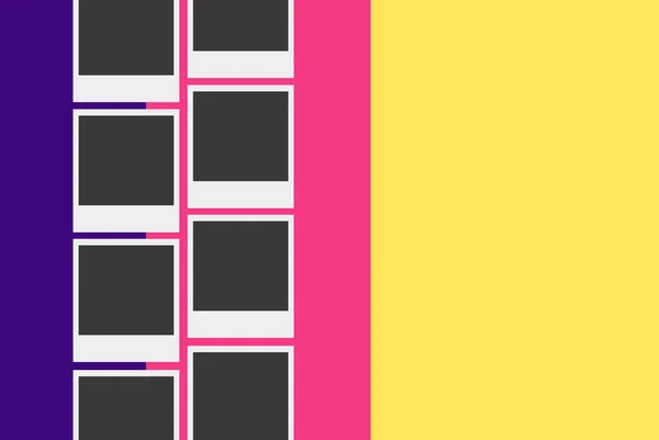 Quadratische Graue Fotocollage Vorlage Mit Textfläche Farbenfroher Lila Rosa Gelber — Stockvektor