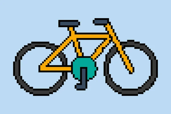 自転車のピクセルスタイルのイラストベクトル 8ビットのコンセプト カラフルなスポーツアイデア ピクセルアート自転車 青の背景に隔離された フラットベクトルデザイン アニメーション ビデオゲーム資産 — ストックベクタ