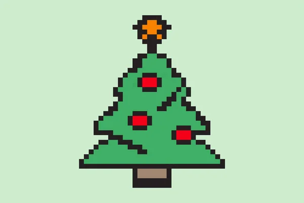 Kerst Boom Pixel Stijl Illustratie Vector Bit Concept Kleurrijke Kerst — Stockvector