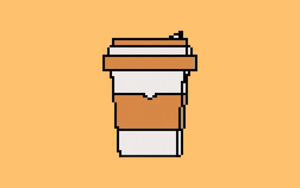 Koffie Pixel Stijl Illustratie Vector Bit Concept Kleurrijke Drank Idee — Stockvector