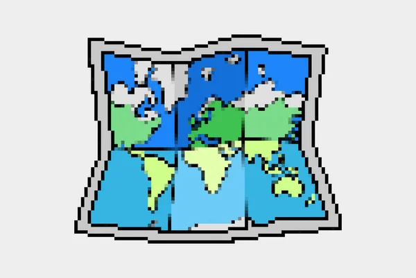 Paper Map Pixel Style Illustration Vector Bit Concept Colorful Nature — Vector de stock