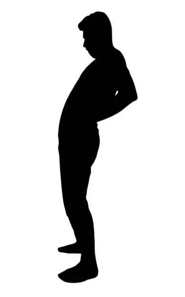 Man Stretching His Back Vector Silhouette Training Person Isolated White — Stock Vector