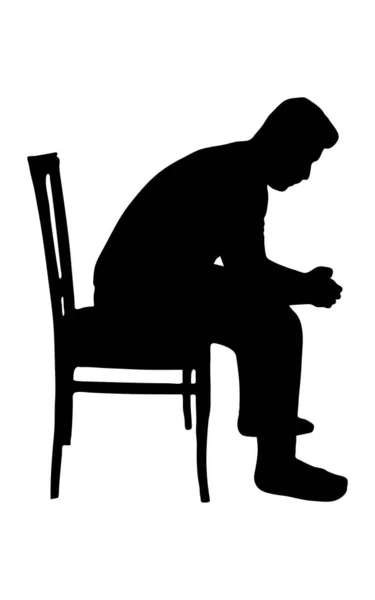 Sentado Sonhando Acordado Homem Vetor Silhueta Pessoa Estressada Isolado Fundo — Vetor de Stock