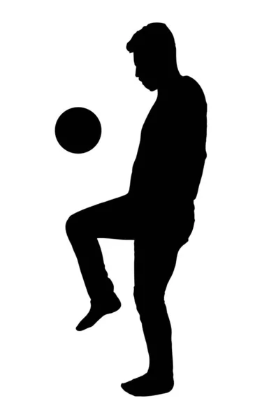 Человек Прыгающий Мяч Векторный Силуэт Изолированный Белом Фоне Заполненный Черным — стоковый вектор