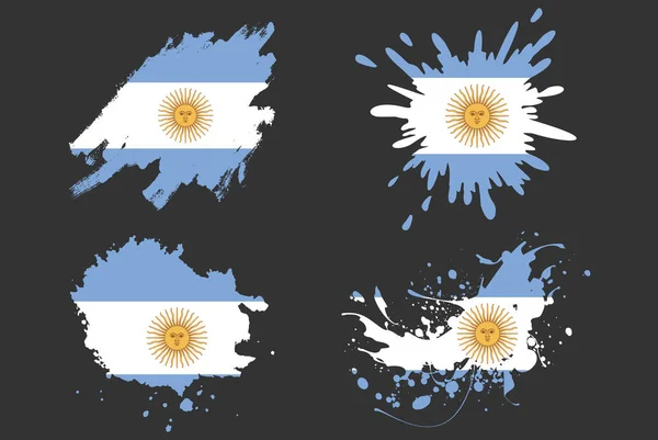 Argentinien Flagge Pinsel Spritzer Vektor Set Land Logo Vermögenswert Farbe — Stockvektor