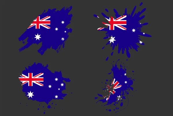 Austrálie Vlajka Štětec Splash Vektor Set Země Logo Asset Barva — Stockový vektor