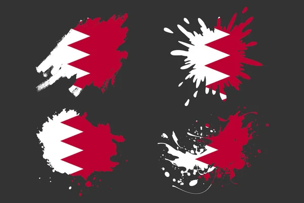 Bahrein Vlag Borstel Plons Vector Set Country Logo Asset Verf — Stockvector