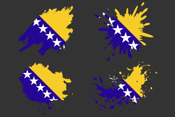Bośnia Flaga Pędzel Splash Wektor Zestaw Aktywa Logo Kraju Farba — Wektor stockowy