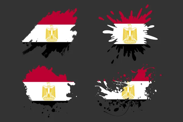 Mısır Bayrak Fırçası Sıçrama Vektör Seti Ülke Logo Varlığı Boya — Stok Vektör