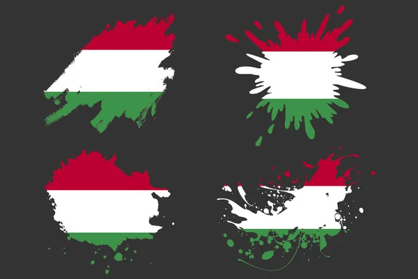 Hungary Flag Brush Splash Vector Set Country Logo Asset Paint — Stock Vector