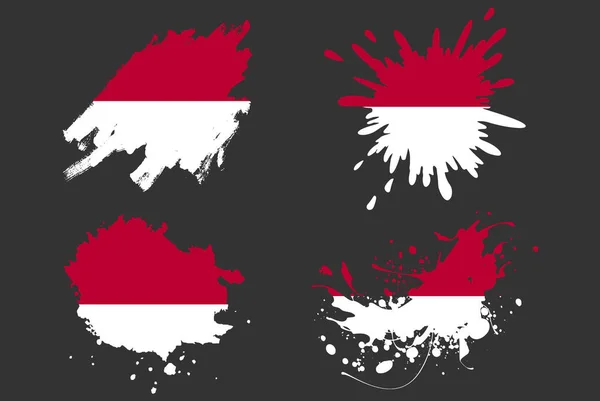 Indonésie Vlajka Štětec Splash Vektor Set Země Logo Asset Barva — Stockový vektor