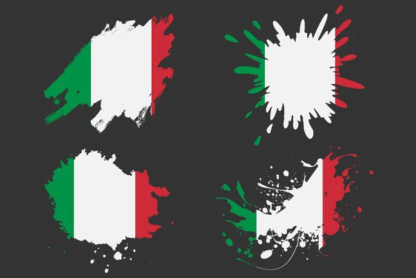 Ιταλία Σημαία Πινέλο Splash Διάνυσμα Σύνολο Χώρα Στοιχείο Λογότυπο Χρώμα — Διανυσματικό Αρχείο