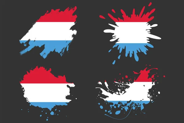 Luxemburger Flaggenpinsel Spritzer Vektor Set Länderlogo Asset Paint Grunge Illustration — Stockvektor