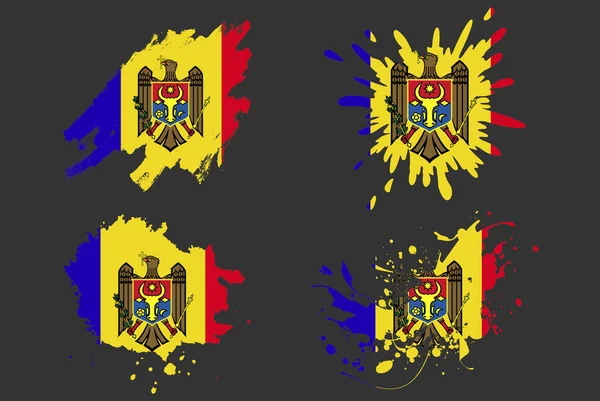 Сплеск Прапора Молдови Вектор Щітки Майдан Логотип Країни Ілюстрації Фарби — стоковий вектор