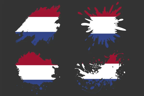 Niederlande Flagge Pinsel Spritzer Vektor Set Land Logo Vermögenswert Farbe — Stockvektor