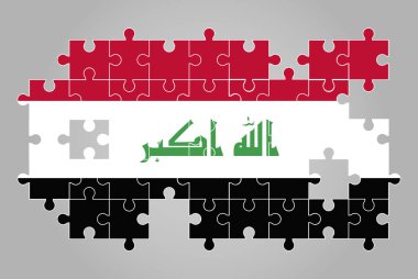 Yapboz vektörü, bulmaca haritası, çocuklar için Irak bayrağı