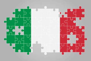 Yapboz vektörü, bulmaca haritası, çocuklar için İtalya bayrağı