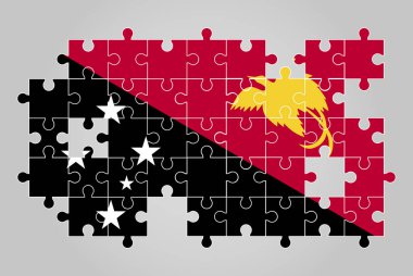 Papua Yeni Gine bayrak şekli yapboz vektörü, bulmaca haritası, çocuklar ve sınıflar için bayrak