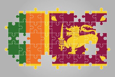 Yapboz vektörünün Sri Lanka bayrağı şekli, bulmaca haritası, çocuklar için Sri Lanka bayrağı