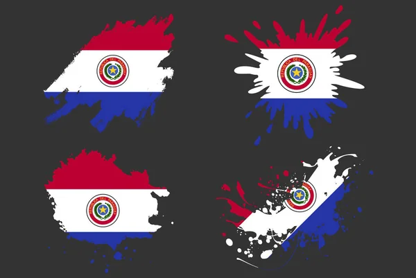 Paraguay Pincel Bandera Juego Vectores País Activo Logotipo Pintura Grunge — Archivo Imágenes Vectoriales