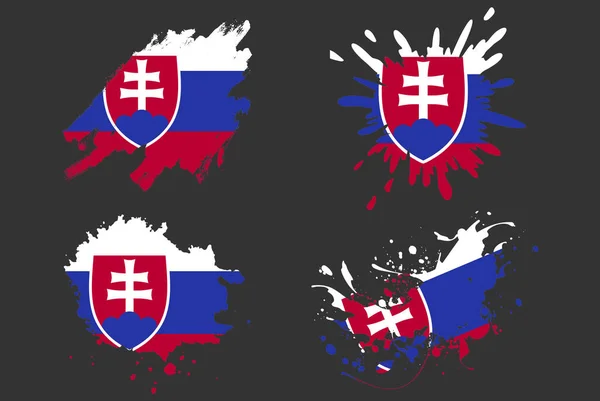 Slovakien Flagga Pensel Stänk Vektor Uppsättning Land Logotyp Tillgång Färg — Stock vektor
