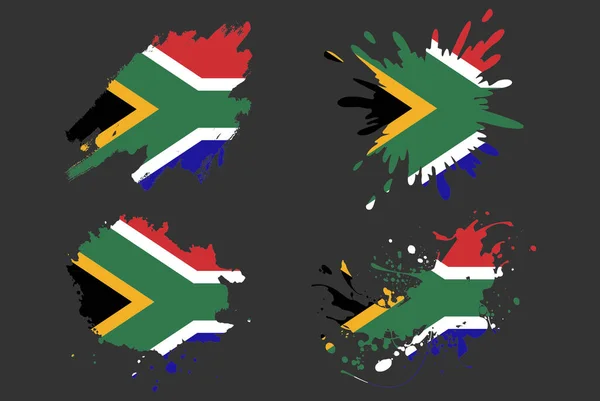 南アフリカの旗ブラシスプラッシュベクトルセット 国のロゴ資産 ペイントグランジイラストのコンセプト 南アフリカの旗ブラシストロークグランジ効果 水スプラッシュマスク 創造的な国の旗のロゴのアイデア — ストックベクタ