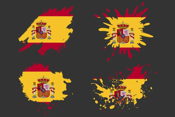 Spanien Flagga Pensel Stänk Vektor Set Land Logotyp Tillgång Färg — Stock vektor