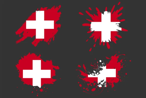 Švýcarsko Vlajka Štětec Splash Vektor Set Země Logo Asset Barva — Stockový vektor
