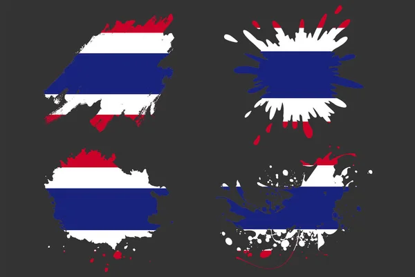 Thailand Flagge Pinsel Spritzer Vektor Set Land Logo Vermögenswert Farbe — Stockvektor