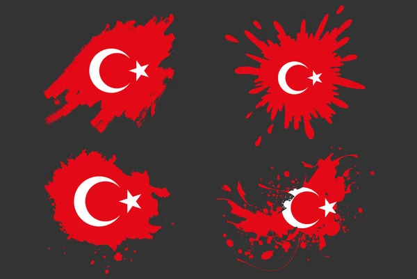 Türkei Flagge Pinsel Spritzer Vektor Set Land Logo Vermögenswert Farbe — Stockvektor