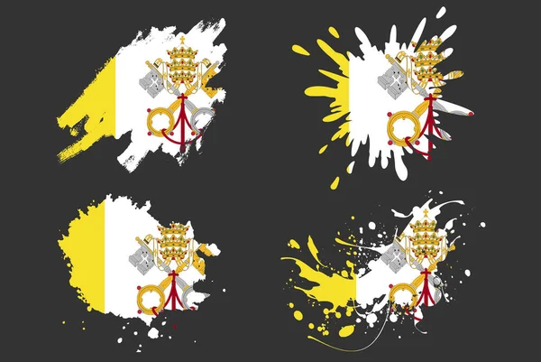 Vatican Flag Brush Splash Vector Set Country Logo Asset Paint — Stock Vector
