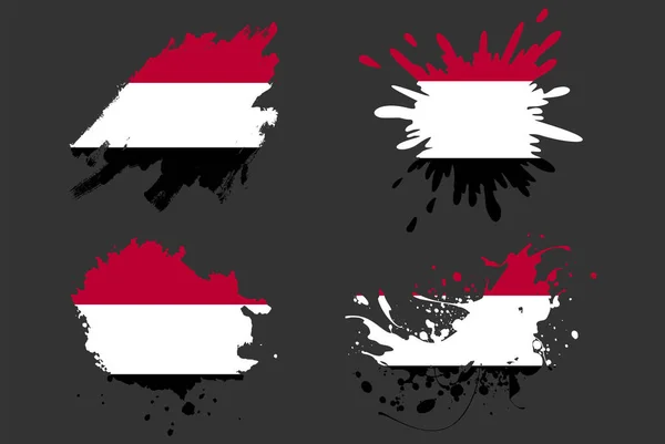 Jemen Vlag Borstel Plons Vector Set Country Logo Asset Verf — Stockvector
