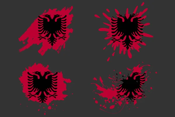 Albânia Bandeira Escova Splash Vetor Definido Ativo Logotipo País Pintura — Vetor de Stock