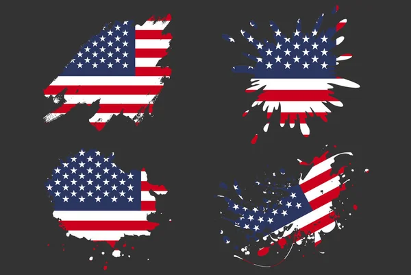 Американский Флаг Кисть Всплеск Вектор Набор Логотип Страны Актив Картина — стоковый вектор