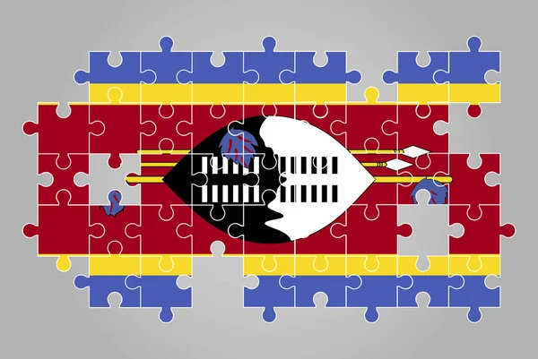 Swaziland Flag Shape Jigsaw Puzzle Vector Puzzle Map Swaziland Flag — Stock Vector