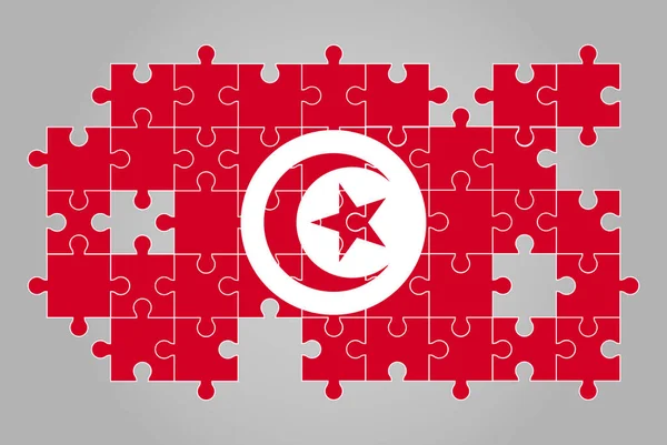 Tunesien Flaggenform Von Puzzle Vektor Puzzle Karte Tunesien Flagge Für — Stockvektor